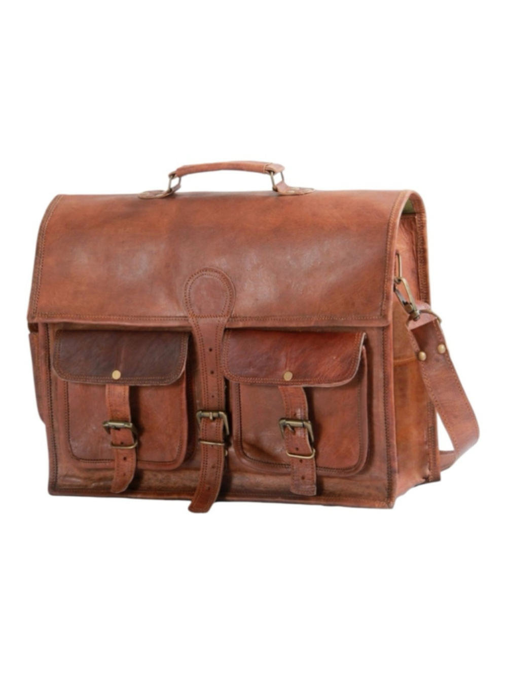 Vintage Handmade Leather Messenger Bag Laptop Briefcase Satchel Brown